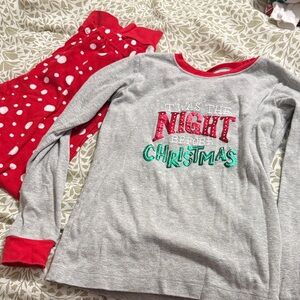 Festive Kids Pajama Set - Gray and Red